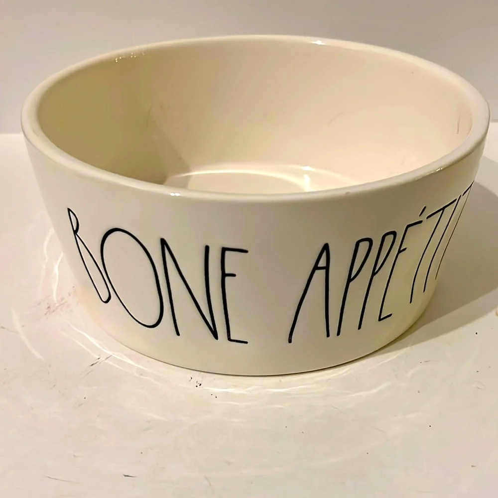 Rae Dunn Dog Bowl Bon Appetit 8” Across